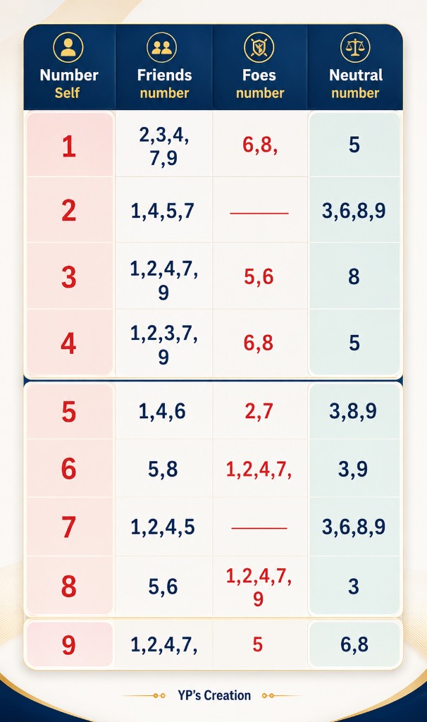 Friends, Foes & Neutral Numbers